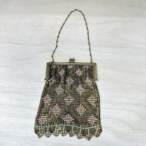 Whiting & Davis Mesh Bags Purse Enamel Evening Bag Handbag Art Deco Flapper